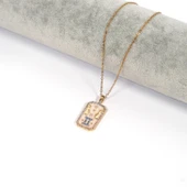 Çelik Kolye, Altın Kaplama İkizler Burç Kadın Kolye K-110 thumbnail 2