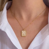 Çelik Kolye, Altın Kaplama Yay Burcu Çelik Kadın Kolye K-102 thumbnail 3