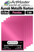 Pembe Renkli 35x50 Metalik Aynalı Fon Kartonu 5 Adet 1 Paket ArtMaster Metalik Aynalı Fon Kartonu - 1