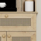 Lucas 2 Kapaklı Çekmeceli Sarı Hasır Desen Kahve Köşesi Çok Amaçlı Mutfak Dolabı - Safir Meşe thumbnail 3