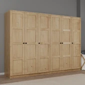 Lucas 6 Kapaklı,15 Raf Bölmeli Yüklük & Askılıklı Geniş Elbise Dolabı-Gardırop Safir Meşe 190x270 cm thumbnail 2