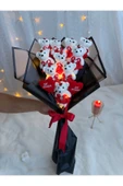 PARSÇİÇEK Led ışıklı Kırmızı Ayıcıklı Buket Sevdiklerinize Özel Sevimli Ayıcıklı Çicek Buketi - 4