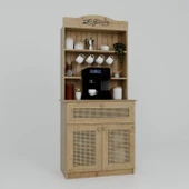 Lucas 2 Kapaklı Çekmeceli Sarı Hasır Desen Kahve Köşesi Çok Amaçlı Mutfak Dolabı - Safir Meşe thumbnail 5