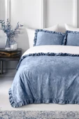 Kadife Yatak Örtüsü Ç.K Set 230x250 Indigo thumbnail 1