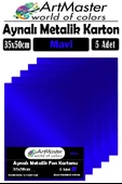 Mavi Renkli 35x50 Metalik Aynalı Fon Kartonu 5 Adet 1 Paket ArtMaster Metalik Aynalı Fon Kartonu - 1