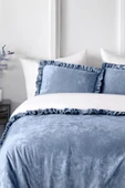 Kadife Yatak Örtüsü Ç.K Set 230x250 Indigo thumbnail 4