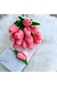 13 lü Yapay Pembe Islak Lale Buket’i Ve Yaka Çiçeği thumbnail 5