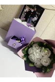 KAYZEN Kişiye özel mor kutu ve mini gül buketi thumbnail 3