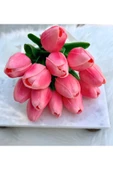 13 lü Yapay Pembe Islak Lale Buket’i Ve Yaka Çiçeği thumbnail 3