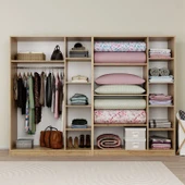 Lucas 6 Kapaklı,15 Raf Bölmeli Yüklük & Askılıklı Geniş Elbise Dolabı-Gardırop Safir Meşe 190x270 cm thumbnail 3