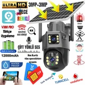 MPIA MIKA-4G 6MP 4K 4G Sim Kartlı Solar 2x12000mAH Sesli 360 PTZ Türkçe Uygulama Güvenlik Kamera - 1