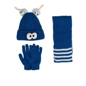 Kitti Çocuk Kız Atkı Bere Eldiven Takım (4-8 Yaş) K24170-09 Mavi - 1
