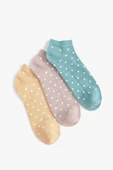 Koton Kadın 3-Pack Multicolor Polka Dot Bootie Socks Set thumbnail 1