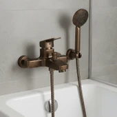 Premium Bronz 0250BR Aç Kapa Banyo Bataryası Duvar Tipi Modern Sıcak Soğuk Ayarlı Armatür thumbnail 2