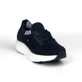 Kadın Siyah Beyaz Triko Günlük Rahat Ortopedik Terletmeyen Spor Sneaker Ayakkabı thumbnail 3