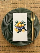 Mavi Beyaz Kase Limon Baskılı Sunum Peçetesi Beyaz 16 Adet - 1