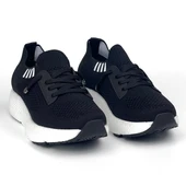 Kadın Siyah Beyaz Triko Günlük Rahat Ortopedik Terletmeyen Spor Sneaker Ayakkabı thumbnail 1