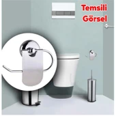 Yapışkanlı Metal Tuvalet Kağıtlık Aparat Kapalı WC Kağıt Standı Bez Havluluk Paslanmaz Sağlam Krom thumbnail 2