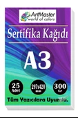 A3 Sertifika Kağıdı 25 Adet 300 Gram Kalın Fotokopi Kağıdı Tüm Yazıcılara Uyumlu 29.7x42 cm Kalın Baskı Kağıdı thumbnail 1
