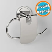 Yapışkanlı Metal Tuvalet Kağıtlık Aparat Kapalı WC Kağıt Standı Bez Havluluk Paslanmaz Sağlam Krom thumbnail 1