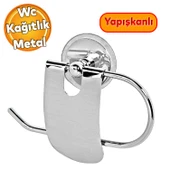 Yapışkanlı Metal Tuvalet Kağıtlık Aparat Kapalı WC Kağıt Standı Bez Havluluk Paslanmaz Sağlam Krom thumbnail 3