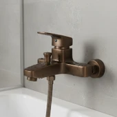 Premium Bronz 0250BR Aç Kapa Banyo Bataryası Duvar Tipi Modern Sıcak Soğuk Ayarlı Armatür thumbnail 4