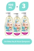Uni Baby Saç Ve Vücut Şampuan 900 ml 3'lü - 1