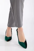 Milika Haki Yeşili Kadife Sivri Burunlu Topuklu Kadın Ayakkabı thumbnail 3