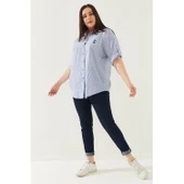 Büyük Beden Kadın Çizgili Gömlek – Rahat Kesim, Şık Tasarım thumbnail 3