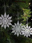 Waldern Yılbaşı Çam Ağacı Süsü Simli Kar Tanesi 12li Beyaz thumbnail 2