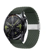 Sneezy Huawei Watch Gt4 46mm İle Uyumlu 22mm Metal Klips Solo Fiberlink Örgü Kordon  Haki thumbnail 1