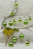 4 cm 12li Yeşil Cici Top (6 Parlak-6 Metalize) Yılbaşı Ağacı Süs thumbnail 1