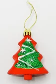 6lı Çam Ağacı Süs Kırmızı-Yeşil Yılbaşı Süsü 8 CM thumbnail 2