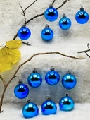 4 cm 12li Mavi Cici Top (6 Parlak-6 Metalize) Yılbaşı Ağacı Süs thumbnail 1