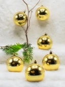 Waldern Yılbaşı Çam Ağacı Süsü Gold 8 Cm 6lı Cici Top thumbnail 2