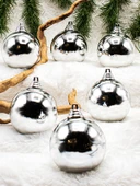 Waldern Yılbaşı Çam Ağacı Süsü Gri 8 Cm 6lı Cici Top thumbnail 2