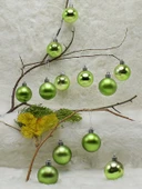 4 cm 12li Yeşil Cici Top (6 Parlak-6 Metalize) Yılbaşı Ağacı Süs thumbnail 2
