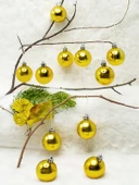 4 cm 12li Gold Cici Top (6 Parlak-6 Metalize) Yılbaşı Ağacı Süs thumbnail 2