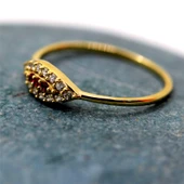 Gümüş Yüzük - Mekik Göz Kadın 925 Ayar Gümüş Yüzük-Nano Yakut Taşlı Göz Minimal Hediye Gümüş Yüzük - 6