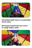 Kafaya Takılan Şapka Şemsiye Gölgelik Plaj Yazlık Kafa Şemsiyesi Kırmızı Beyaz thumbnail 5