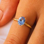 Gümüş Yüzük - 1.50 Ct London Blue Topaz Tektaş 925 Ayar Gümüş Evlilik Teklifi Yüzüğü-Hediyelik Yüzük thumbnail 7