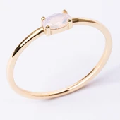 Gümüş Yüzük - 0.50 Karat Oval Sade Minimal Pembe Kuvars 925 Ayar Tektaş Gümüş Yüzük thumbnail 2