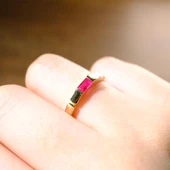 Gümüş Yüzük - Yakut Baget Taşlı Vintage Modern Tasarım 925 Ayar Gümüş Kadın Yüzük-Günlük Hediyelik - 3