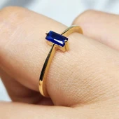 Gümüş Yüzük - Safir Taşlı Taşlı Baget Tasarım 925 Ayar Gümüş Yüzük thumbnail 7