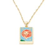 Çelik Kolye, Altın Kaplama Aslan Burcu Kadın Kolye K-136 thumbnail 1