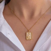 Çelik Kolye, Altın Kaplama Yengeç Burcu Kadın Kolye K-106 thumbnail 3