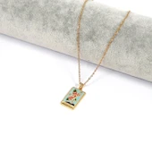 Çelik Kolye, Altın Kaplama Balık Burcu Kadın Kolye K-133 thumbnail 2