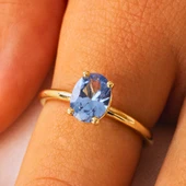 Gümüş Yüzük - 1.50 Ct London Blue Topaz Tektaş 925 Ayar Gümüş Evlilik Teklifi Yüzüğü-Hediyelik Yüzük thumbnail 3