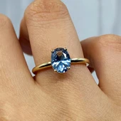 Gümüş Yüzük - 1.50 Ct London Blue Topaz Tektaş 925 Ayar Gümüş Evlilik Teklifi Yüzüğü-Hediyelik Yüzük thumbnail 11