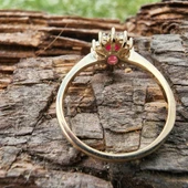 1,05 CT Yakut 0,30 CT Pırlanta (Signty) Taşlı Anturajlı Vintage Tasarım Modern 925 Ayar Gümüş Yüzük - 8